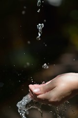 Image showing water stream on woman hand