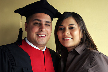 Image showing University graduation celebrates his success with his girlfriend