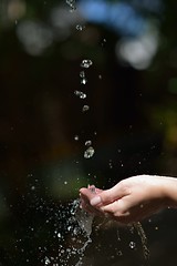 Image showing water stream on woman hand