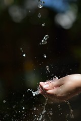 Image showing water stream on woman hand