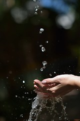 Image showing water stream on woman hand