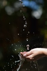 Image showing water stream on woman hand