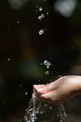 Image showing water stream on woman hand