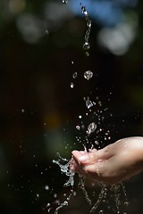 Image showing water stream on woman hand