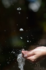 Image showing water stream on woman hand