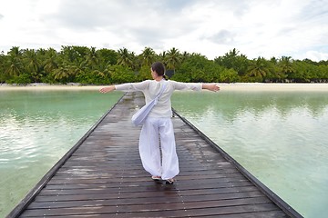 Image showing young woman relax on cloudy summer day