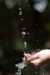 Image showing water stream on woman hand