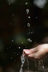 Image showing water stream on woman hand