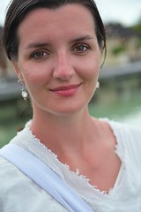 Image showing young woman relax on cloudy summer day