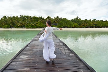 Image showing young woman relax on cloudy summer day