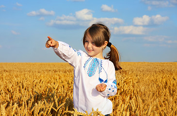 Image showing small rural girl on wheat field