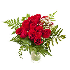 Image showing Bouquet of fresh red roses