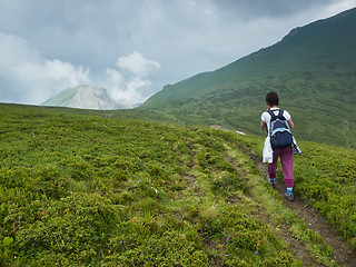 Image showing Mountain trekking