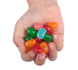 Image showing Hand full of jelly beans