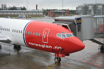 Image showing Norwegian airplane at airport