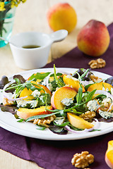 Image showing Peach with Blue cheese and Rocket salad