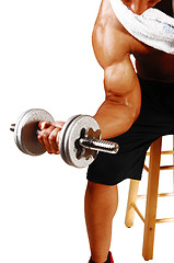 Image showing Closeup of dumbbell lifting.