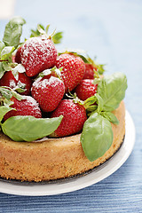 Image showing basil cake with strawberries