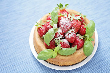 Image showing basil cake with strawberries