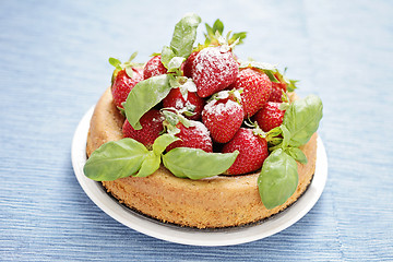 Image showing basil cake with strawberries