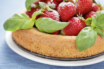 Image showing basil cake with strawberries