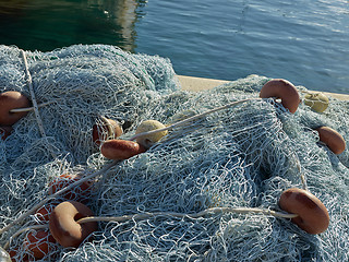 Image showing Blue fishing nets