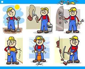 Image showing manual workers or workmen characters set