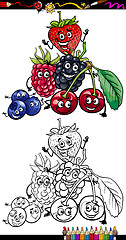 Image showing cartoon berry fruits for coloring book