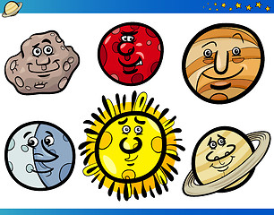 Image showing Planets and Orbs Cartoon Characters Set