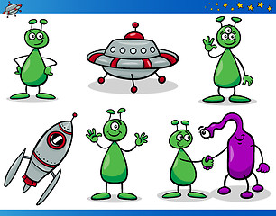 Image showing Aliens or Martians Cartoon Characters Set