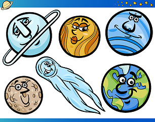 Image showing Planets and Orbs Cartoon Characters Set