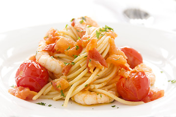 Image showing Shrimps And Spaghetti