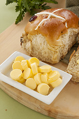 Image showing Butter And Hot Cross Buns