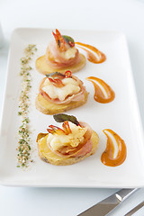 Image showing Shrimp On Potato Slices