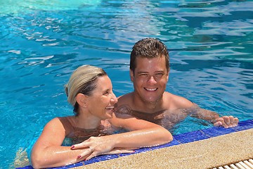 Image showing happy young  couple at summer vacation have fun and relax at bea