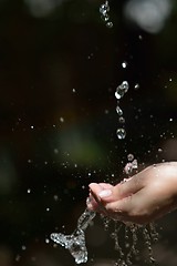 Image showing water stream on woman hand