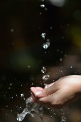 Image showing water stream on woman hand