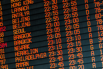 Image showing Informations about international flights on timetable