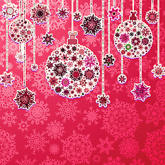 Image showing Christmas purple background with baubles. EPS 8