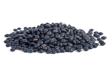 Image showing Small pile of black Beluga Lentils