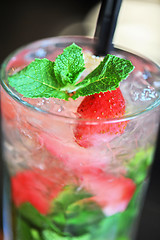 Image showing Strawberry mohito cocktail