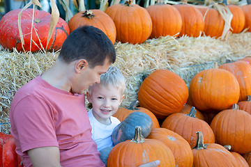 Image showing family of two at pumpkin patch