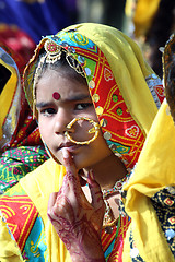 Image showing Portrait of Indian girl Pushkar camel fair