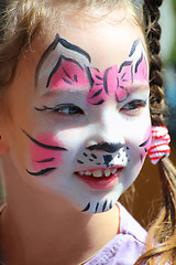 Image showing cute little girl with cat makeup