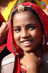 Image showing Portrait of Indian girl Pushkar camel fair