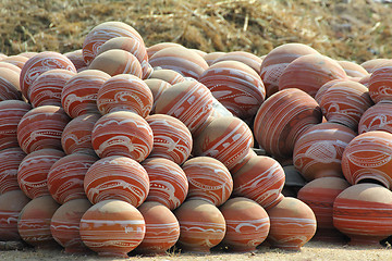 Image showing many clay pots in india