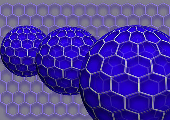 Image showing three spheres and honeycombs