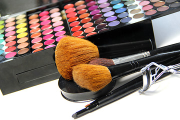 Image showing Makeup palette and brushes