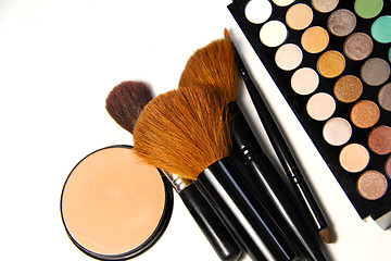 Image showing Makeup palette and brushes