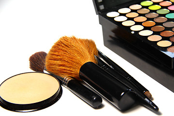 Image showing Makeup palette and brushes